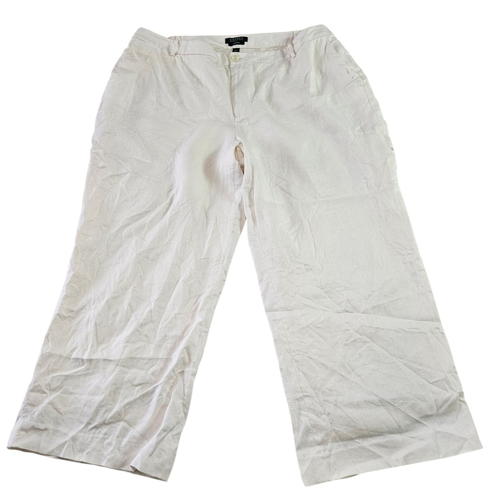 Lauren Ralph Lauren Andover Wide Leg Linen Pants Trousers Cream‎ Plus Sz 22W